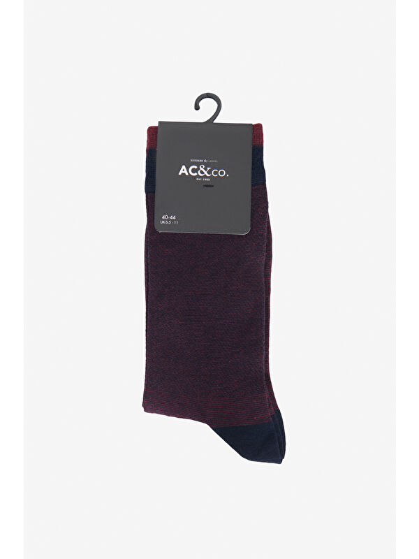 AC&Co / Altınyıldız Classics Erkek Lacivert-Bordo Desenli Tekli Soket Çorap