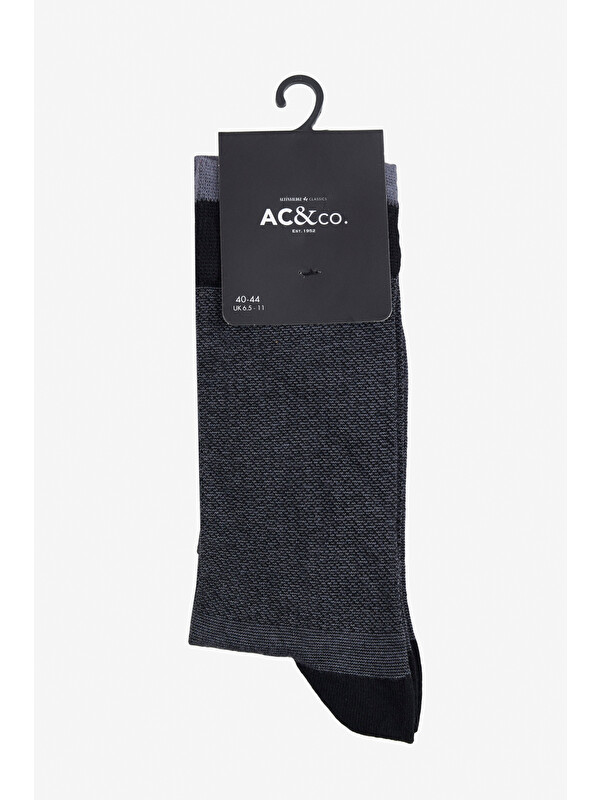 AC&Co / Altınyıldız Classics Erkek Gri-Siyah Desenli Tekli Soket Çorap