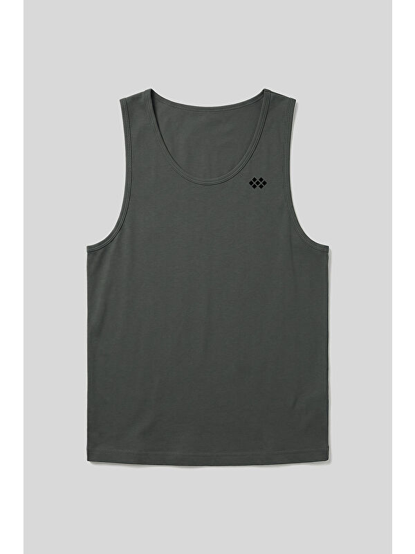 Tommylife Haki Standart Kalıp Basic Spor Performans Kolsuz Erkek Atlet - 88503
