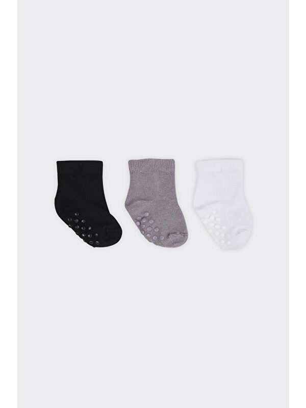 Panço Unisex Beybi Kaydırmaz Tabanlı 3'lü Soket Çorap Seti