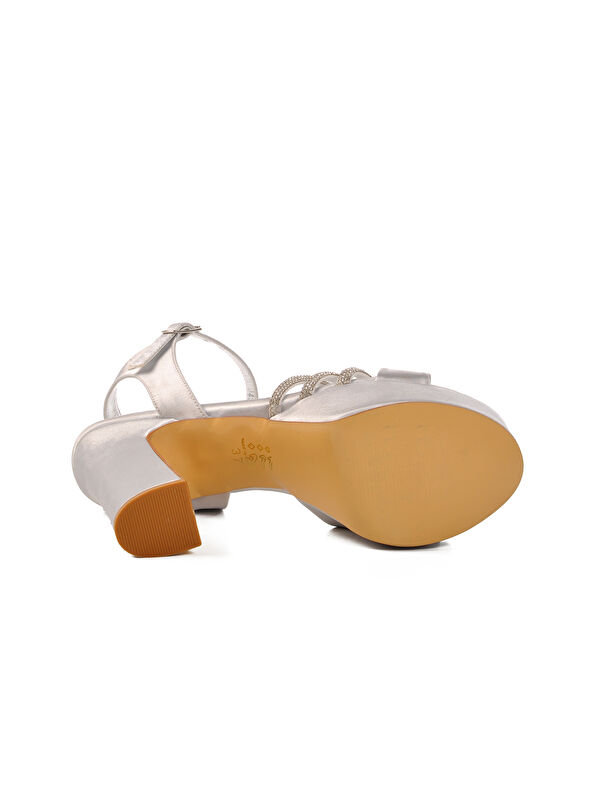 Gümüş Kadın Topuklu Abiye Ayakkabı 655413 Z - Görsel 6