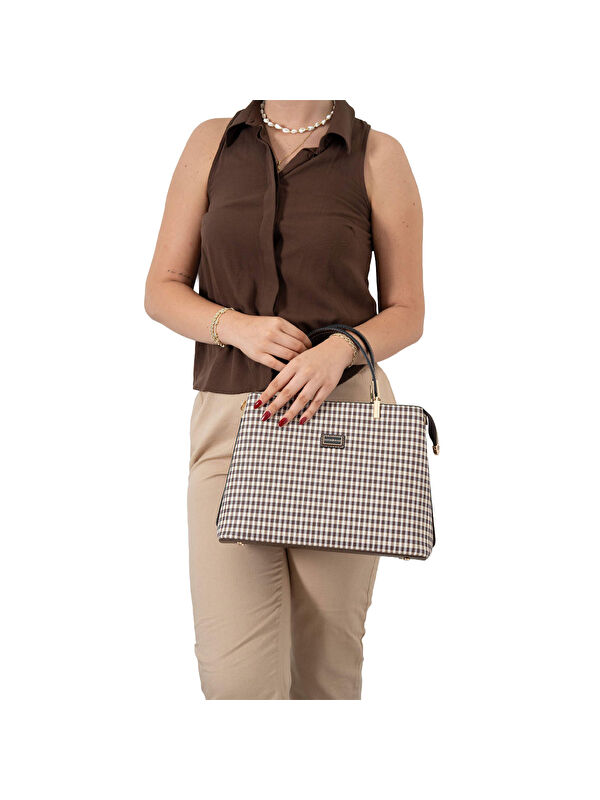 Silver Polo Kadın Omuz Çantası 924-45735 SILVER POLO BAYAN ÇANTASI M191 KAHVE SARI-MAT KAHVE