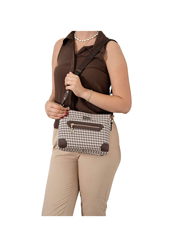 Silver Polo Kadın Çapraz Çanta 1110-47863 SILVER POLO ÇAPRAZ BAYAN ÇANTASI M191 KAHVE SARI-MAT KAHVE