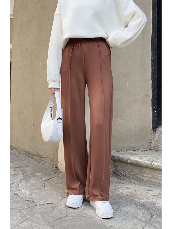 Lamelif Çıma Detaylı Pantolon Çikolata Kahve