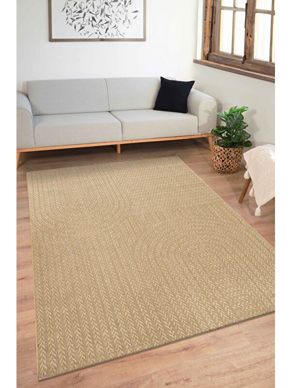 Konfor Halı Sisaluna 4443 Bej Jüt Tabanlı Modern Dokuma Kilim Sisal Hasır Halı-80x150
