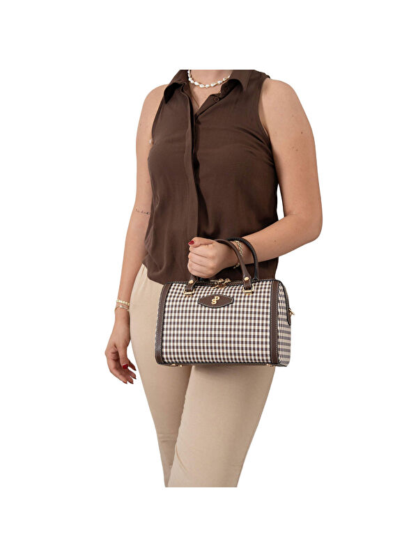Silver Polo Kadın Omuz Çantası 1091-47873 SILVER POLO BAYAN ÇANTASI M191 KAHVE SARI-MAT KAHVE