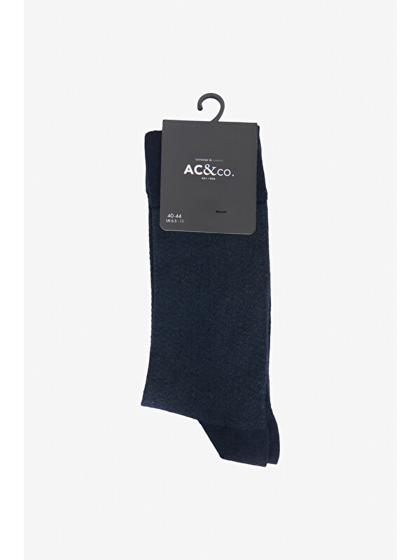 AC&Co / Altınyıldız Classics Erkek Lacivert Desenli Bambu Tekli Soket Çorap