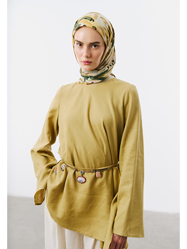 Fresh Scarfs Playful Palette Desen Vual Eşarp Toprak
