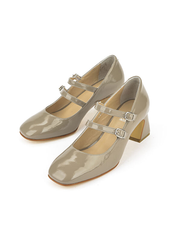 Kadın Hakiki Deri Topuklu Ayakkabı 1431030Z25009 Vizon - Görsel 6