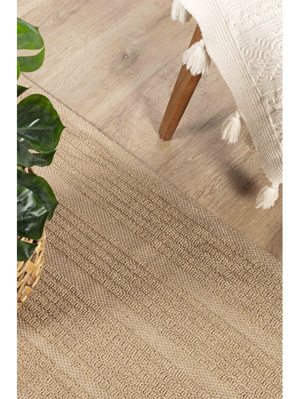 Konfor Halı Natura 6662 %100 Doğal Jüt Kilim Bej Renkli Yumuşak Dokulu Kilim Modern Dokuma Kilim-100x300