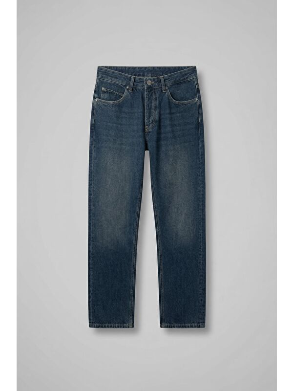 Abluka Online Erkek Relaxed Straight Fit Basic Jean Koyu Mavi