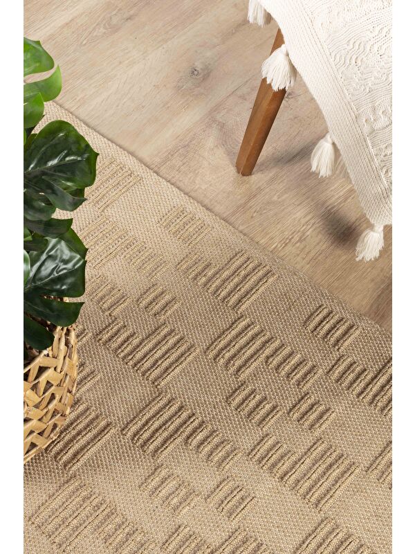 Konfor Halı Natura 6664 %100 Doğal Jüt Kilim Bej Renkli Yumuşak Dokulu Kilim Modern Dokuma Kilim-120x180
