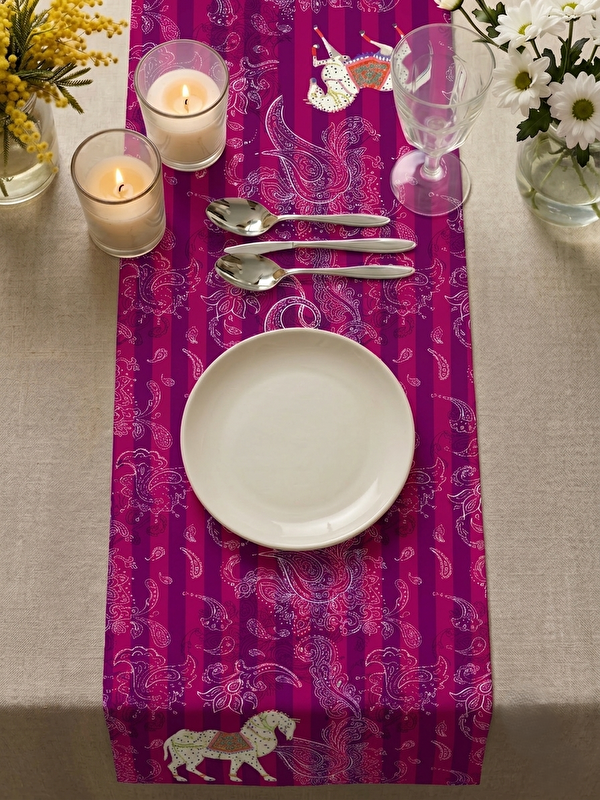 Asdiva Majesty-R Modern Etnik At Motifli Mor Masa Runner 50x145