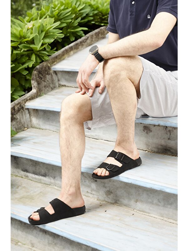 SİYAH MELANJ Tokalı Erkek Terlik 34062 - Görsel 3