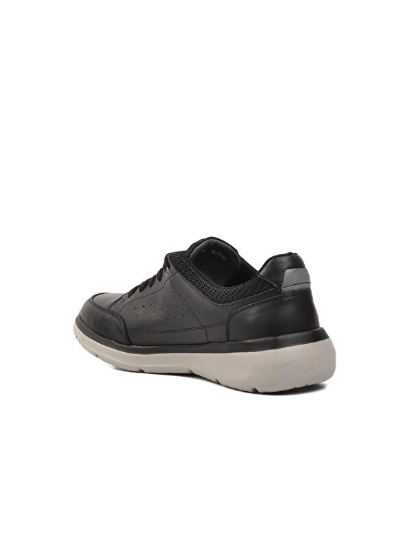 Siyah Hakiki Deri Erkek Sneaker 242010 - Görsel 5