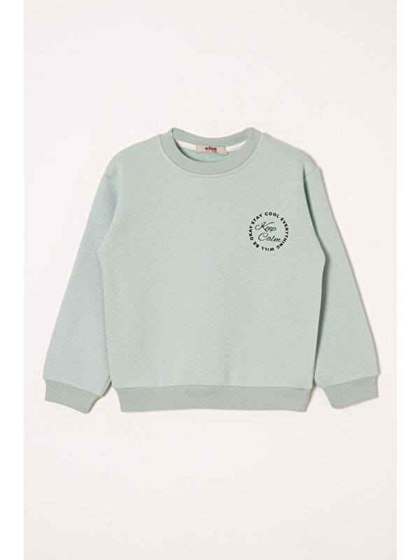 Zepkids Yazı Baskılı Mint Renk Kız Çocuk Sweat