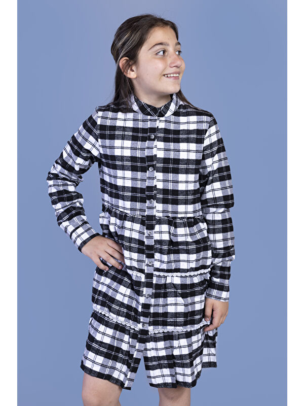 Toontoykids Kız Çocuk Ekose Desenli Elbise