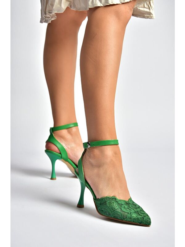 Fox Shoes Yeşil Kadın Topuklu Ayakkabı Y752044206