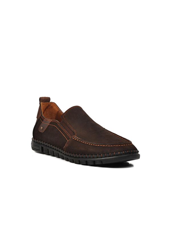 Kahve Nubuk Hakiki Deri Erkek Loafer Ayakkabı D2024 - Görsel 4