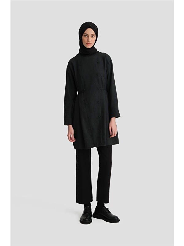 ARMİNE Beli Bağlamalı Cepli Tunik 24K3608 Antrasit