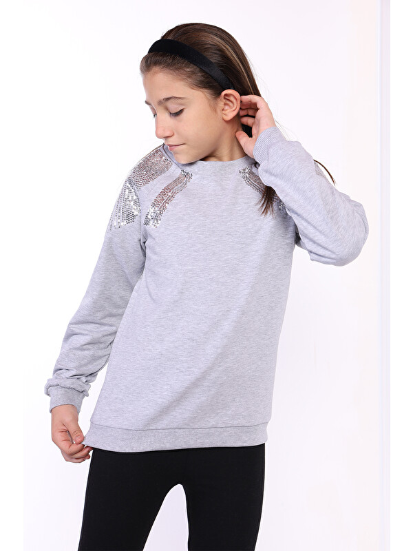 Toontoykids Kız Çocuk Pullu Nakışlı Sweatshirt