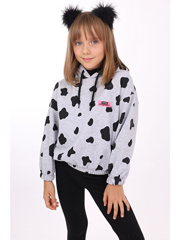 Toontoykids Kız Çocuk Komple İnek Baskılı Sweatshirt