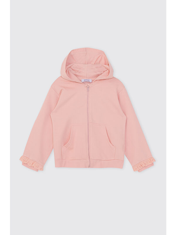 Panço Kız Bebek Fermuarlı Pudra Sweatshirt