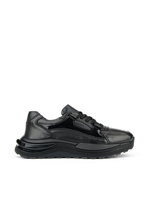 Ziya Ayakkabı Erkek Hakiki Deri Günlük Sneaker 1611065Z002 Siyah