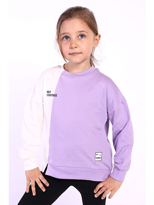Toontoykids Kız Çocuk Blok Kesikli Sweatshirt