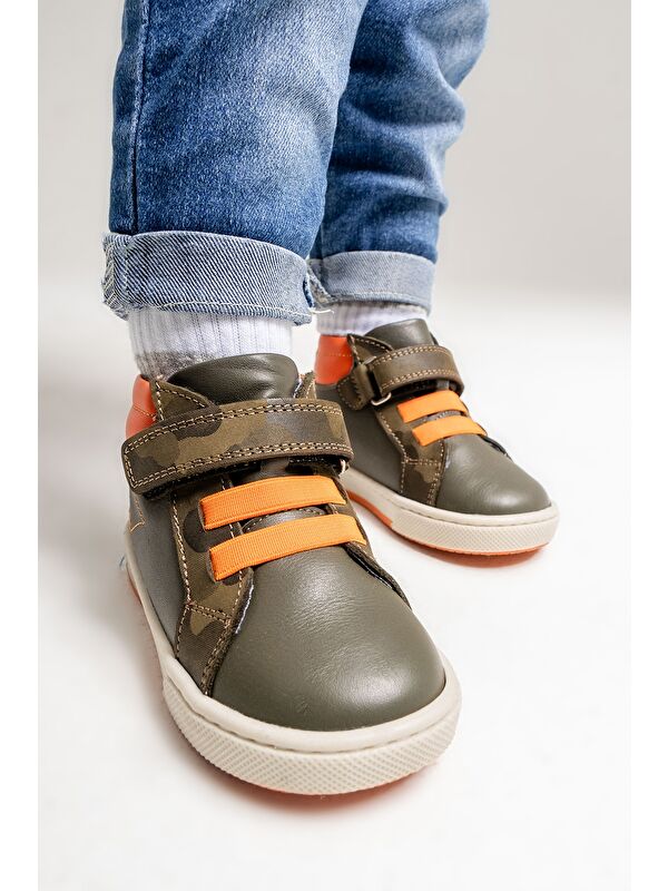 Erkek Çocuk Haki Hakiki Deri Suya Dayanıklı Anatomik İlk Adım Bot - Görsel 5