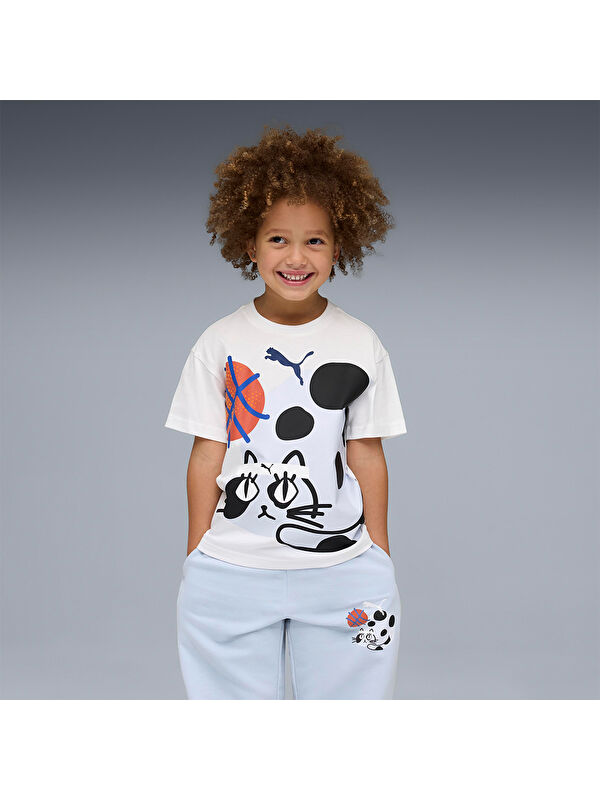 Puma Sporty Cats Çocuk Beyaz Tişört