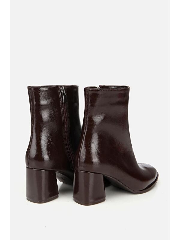 Yaya By Hotiç Kahverengi Yaya By Hotiç Yaya By Kadın Rugan Fermuarlı Kalın Topuklu Bot