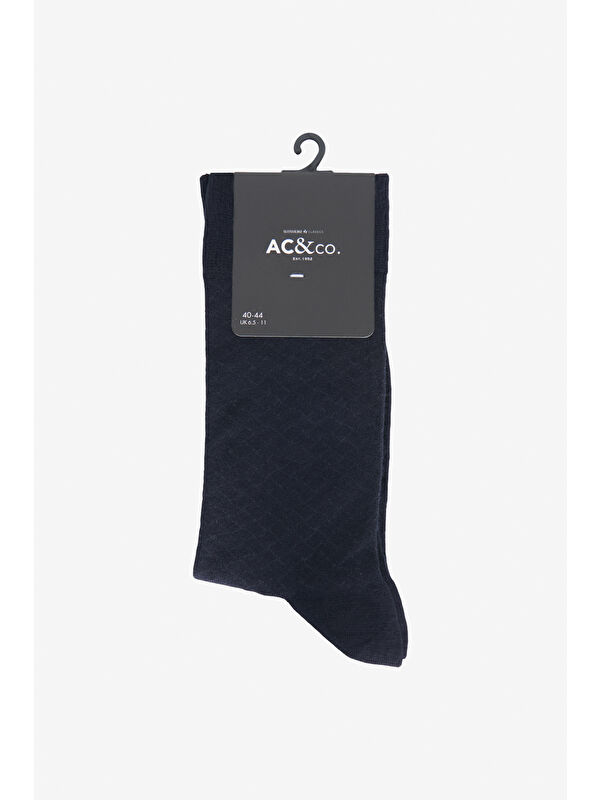 AC&Co / Altınyıldız Classics Erkek Lacivert Pamuklu Desenli Tekli Soket Çorap