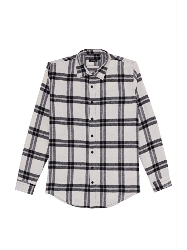 TUDORS Erkek Slim Fit Dar Kesim Kareli Kışlık Oduncu Gömlek