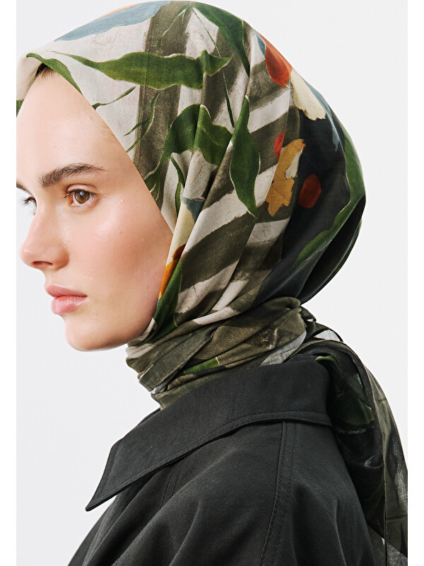 Fresh Scarfs Block Print Desen Vual Eşarp Siyah