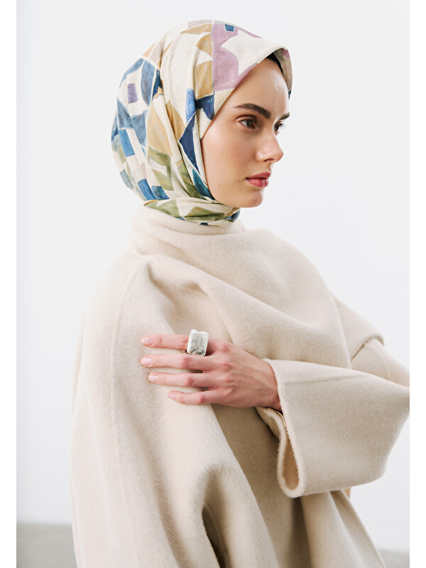 Fresh Scarfs Color Flow Desen Vual Eşarp Mavi