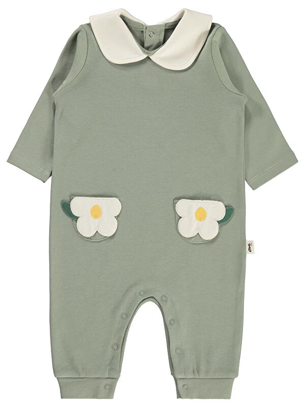 Civil Baby Çiçek Cep Baskı 6-18 Ay Tulum - Yeşil 6-9 Ay