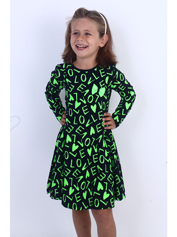 Toontoykids Kız Çocuk Love Baskılı Elbise