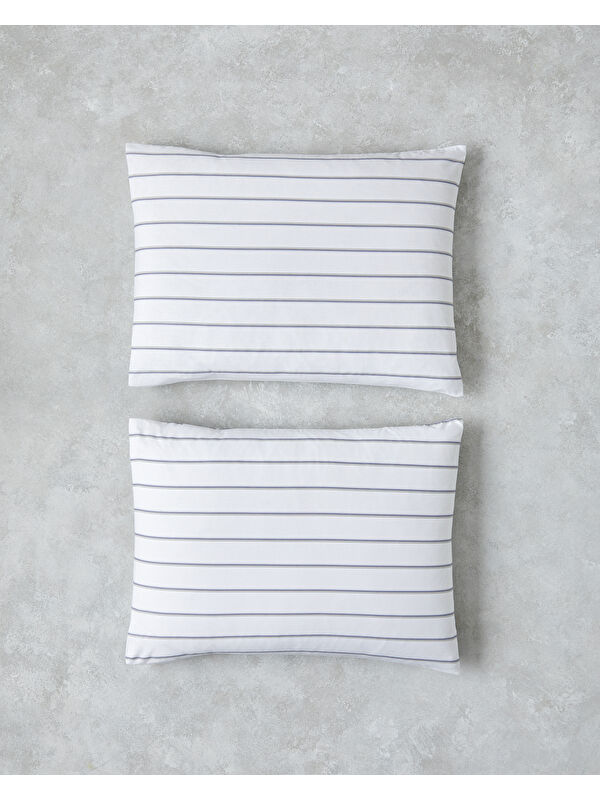 English Home Serene Stripes Pamuklu 2'li Yastık Kılıfı 50x70 cm Lacivert