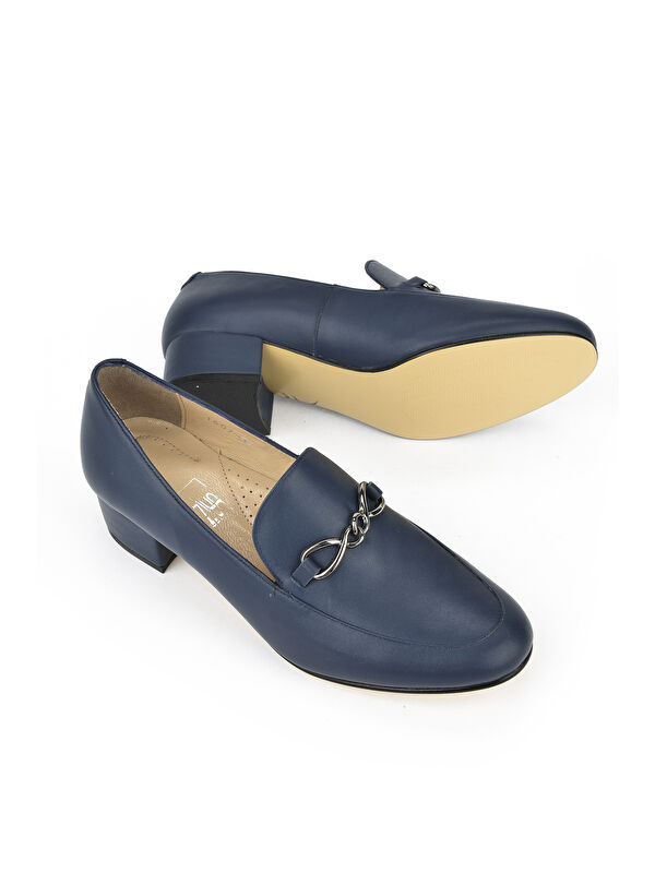 Kadın Hakiki Deri Topuklu Ayakkabı 1431030Z1607 Lacivert - Görsel 5