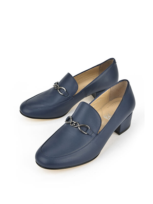 Kadın Hakiki Deri Topuklu Ayakkabı 1431030Z1607 Lacivert - Görsel 6