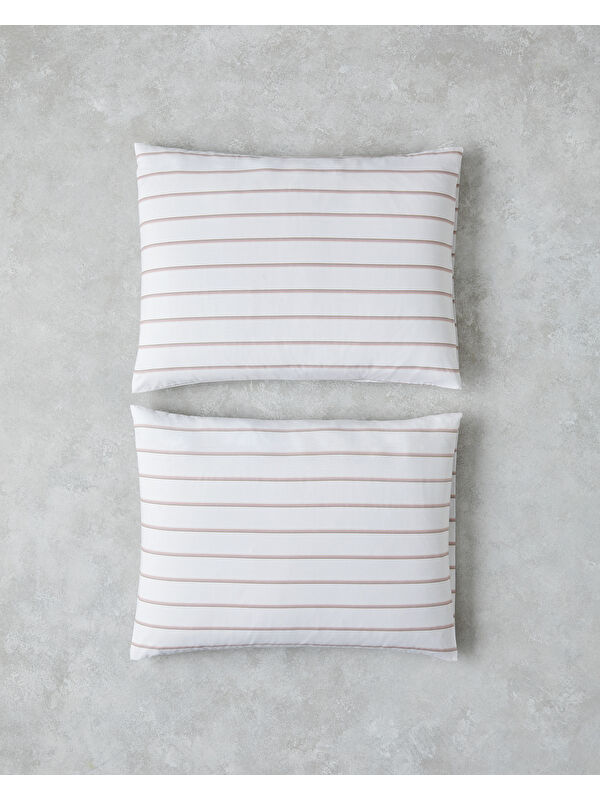 English Home Serene Stripes Pamuklu 2'li Yastık Kılıfı 50x70 cm Pembe