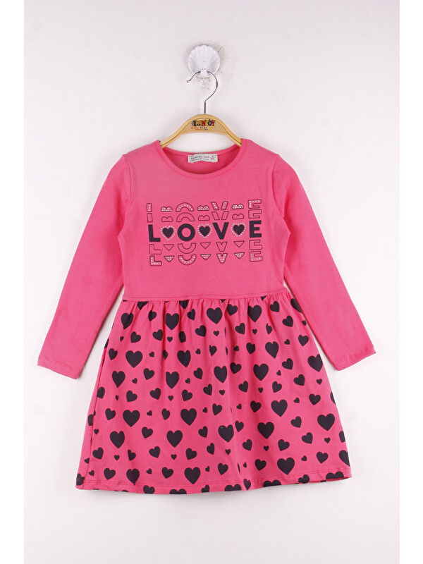 Toontoykids Kız Çocuk Love Baskılı Elbise