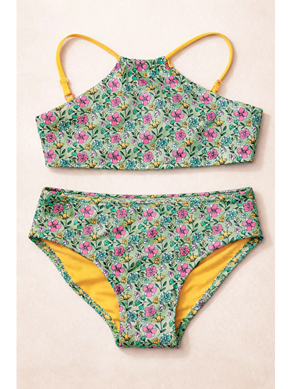 Katia And Bony Kız Çocuk Sea La Vie Çiçekli Bikini Takımı Yeşil
