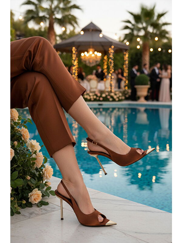 Ayakmod Siyah Ayakmod Saten Ince Uzun Topuklu Kadın Abiye Ayakkabı 618512 Z