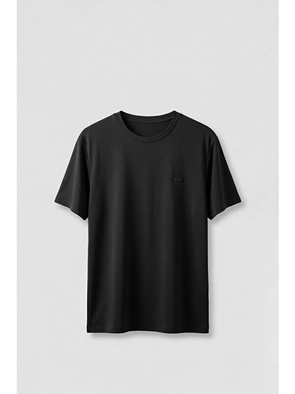 Abluka Online Erkek Slim Fit Bisiklet Yaka Basic T-Shirt Siyah