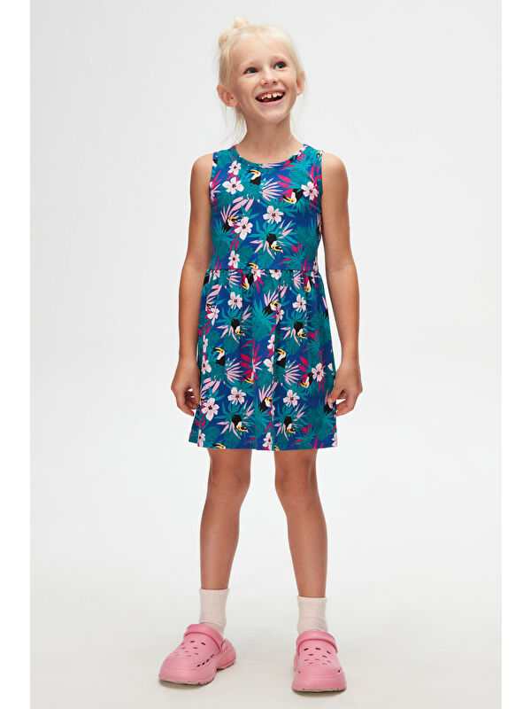 Lovetti Tropical Parrot Kız Çocuk Desenli Kolsuz Elbise