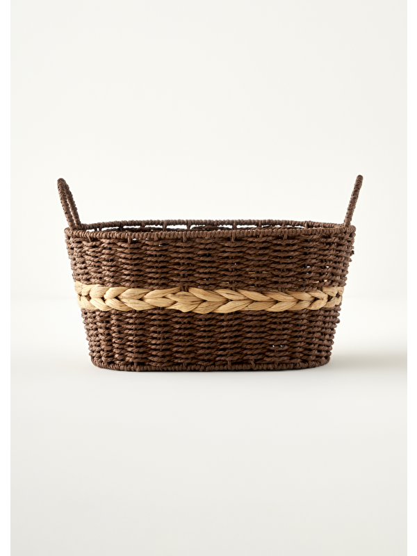 Bella Maison Neroa Kulplu Sepet Naturel (34x28x23 cm)