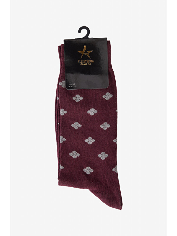 Altınyıldız Classics Erkek Bordo-Gri Desenli Soket Çorap