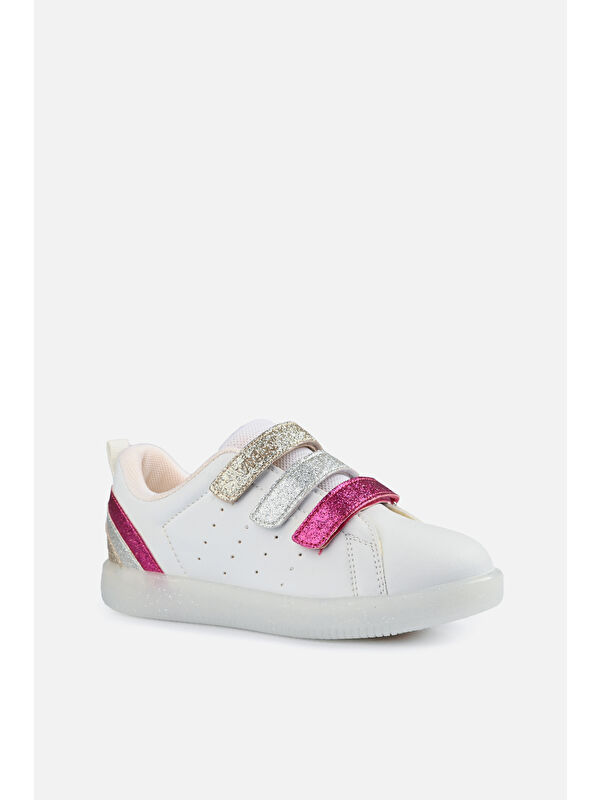 Sun Işıklı Kız Çocuk Beyaz/Fuşya Sneaker - Görsel 3